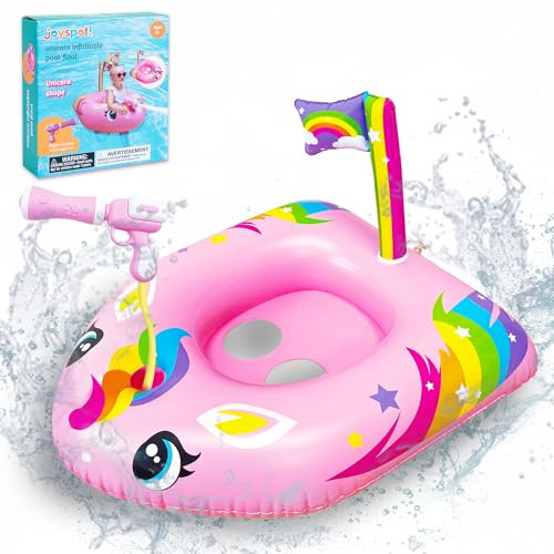 Einhorn Schwimmreifen für Kinder mit Wasserpistole, Aufblasbares Schwimmring Baby, Strand Pool Spielzeug Schwimmring für den Sommer, Wasserschlacht-Spiel für Kinder Mädchen 3-8 Jahre
