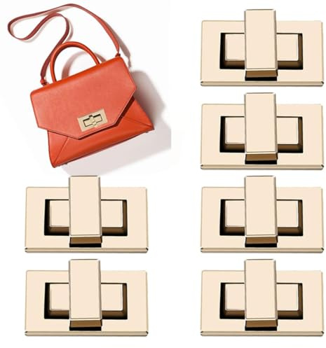 YUZNA 6 Pezzi Serrature per Borse, Borsetta Chiusure in Metallo Twist Turn Lock Chiusura, Chiusura Fibbia per Borse Valigia Portafogli e Borse Artigianali Fai-da-Te, Accessori (Oro)