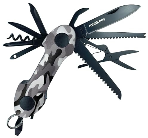 Munkees® Mini Taschenmesser 15-in-1 Weißtarn – Schlüsselanhänger