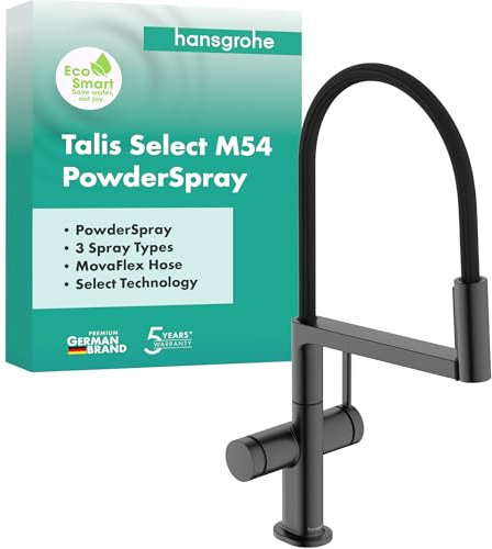hansgrohe Talis Select M54 PowderSpray - Küchenarmatur mit Brause ausziehbar, SemiPro, 3 Strahlarten, Wasserhahn Küche mit Auslauf 210mm, Mischbatterie Küche schwenkbar, Brushed Black Chrome, 72861340