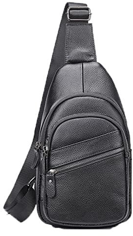 BHBYAFASH Crossbody Brusttasche, Herrenschling Rucksack Anti Diebstahl Brusttasche Vintage Echtes Leder Lässige Schulter Crossbody Bag Outdoor Wandern Travel Daypack