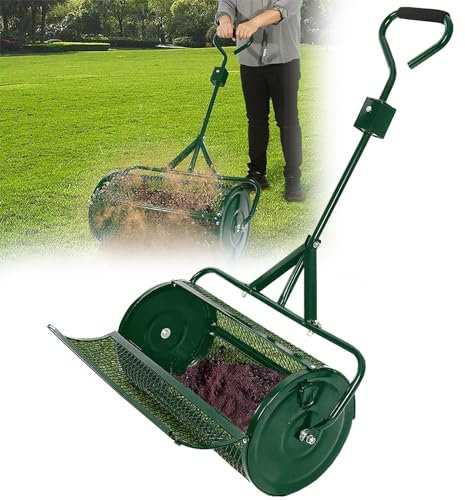 Épandeur de compost pour une plantation et un semis efficaces de pelouse, mousse de tourbe durable et rouleau de fumier pour un entretien supérieur de la pelouse