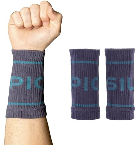 PICSIL Handledsband i bomull – absorberande svettband för gym, träning och fitness. Bekväma och mjuka, motverkar skav och passar både män och kvinnor (Graystone)