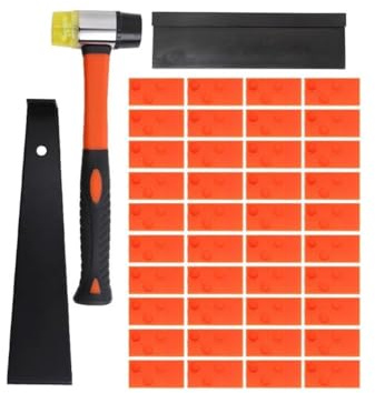 Avilia Kit de 43 piezas para suelo laminado con martillo ergonómico, espaciadores de cuña, bloque de golpeo y extractor de cuchillas para una instalación precisa y ordenada