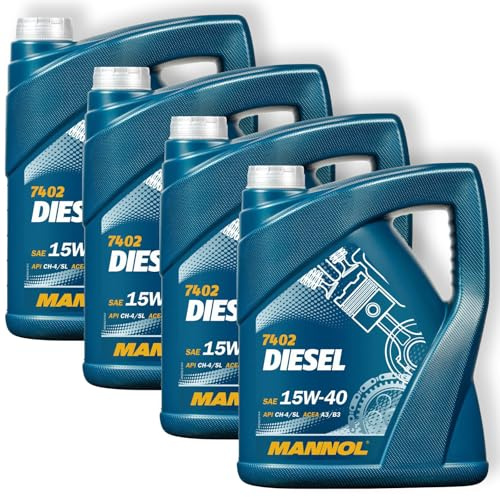4x 5L Mannol Diesel 15W-40 Motoröl passend für API CH-4/SN ACEA A3/B4 VW 505.00 501.01
