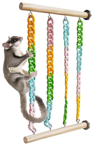 MiOYOOW Gioco Appeso per Petauro dello Zucchero, Giochi Scala Altalena per Piccoli Animali, Altalene Giocattoli con Catene Colorate, per Gabbie, Ratti e Pappagalli, Gerbil, Degu, Furetti