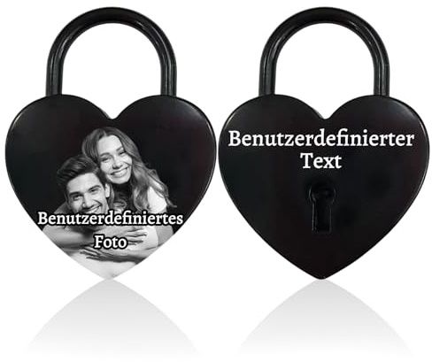 Personalisiert Liebesschloss mit Gravur Individuelle Name Text Foto Personalisierte Liebesschloss Schloss mit Gravur Geschenk für Valentinstag Freund Männer Frauen (liebesschloss mit gravur)