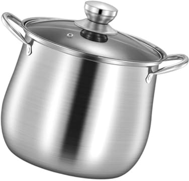 JOINPAYA Olla Sopera de Acero Inoxidable Antidesbordamiento y Doble Asa, Utensilio de Cocina para Preparar Caldos y Guisos