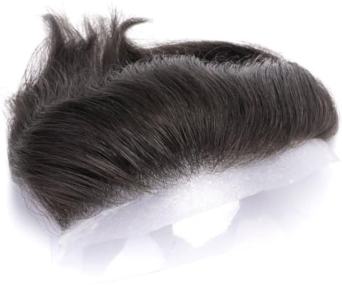 Peluca frontal de piel sintética for hombre, peluquín for la frente, línea capilar natural, cabello humano Suave y Transpirable(#1B,2x6 inches)