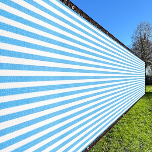 QUARKZMAN Pantalla De Privacidad para Cerca 16 Pies X 7 Pies (10 Pies Cuadrados) Malla De Sombra Cubierta De Tela para Cerca Malla De Sombra para Terraza Porche Trasero Azul Blanco