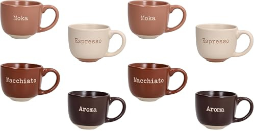 Tognana, Confezione 4 tazze caffè senza piatto 100 cc Barista, New Bone China, Multicolor (Confezione da 2)