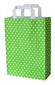 PGV Papiertragetaschen mit Flachhenkel Punkte GRÜN (32 + 12 x 40 cm, 50 Stück)