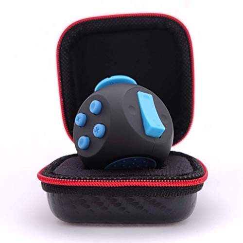 PILPOC theFube Fidget Cube - Deluxe Authentic Fidget Toys for Adults & Kids - Premium Protective Case, Stress Cube, Anxiety Toys, ADHD, OCD, Autism. Quiet Sides & Fidget Clicker Toy (Black & Blue)