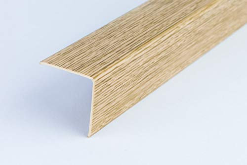 Wood Effect Plastic PVC Corner 1M Angle Trim Wall Corner Guard Edge Protector TMW Profiles (20mm x 20mm x 1M, Oak)