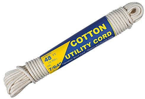 Cordon utilitaire en coton – (7/64 x 48 pieds) – Petit diamètre tressé – Maçon, Lignes de Plomb