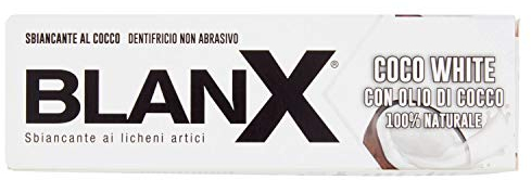 Blanx, Dentífrico blanqueador desintoxicante con aceite de coco 100% natural, Formato: 75 ml