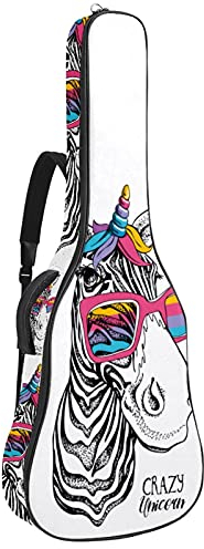 Gitarrentasche kinder Süßes Einhorn Gitarrentasche 40 41 Zoll Gigbag Rucksack Wasserdichte Oxford Gitarre Tasche Gepolsterter Weicher Gitarrenkoffer 109x43x12cm