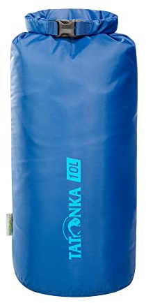 Tatonka Packpåse Dry Sack 10 l – vattentät packpåse med rullstängning och spänne – tillverkad av återvunnen polyester – 10 liter volym (blå)