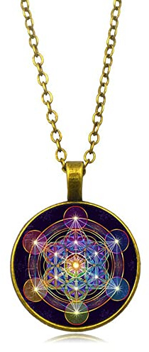 Collier Cube de Métatron pour Homme Femme,Géométrie Sacrée Pendentif avec Chaîne Réglable 18+2,CQHODFYA Bijoux Collier Cadeau,Collier Religieux en Alliage pour Hommes et Femmes -avec Boîte à Bijoux