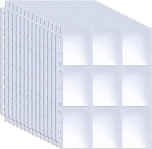 KAHEIGN 32 Pezzi Custodie per Carte Collezionabili, 576 Tasche Pagine a Doppia Faccia con Copertina in Cartoncino Fogli Raccoglitori in Plastica a 11 Fori Chiare Protezioni - fit 3 Anelli Raccoglitore