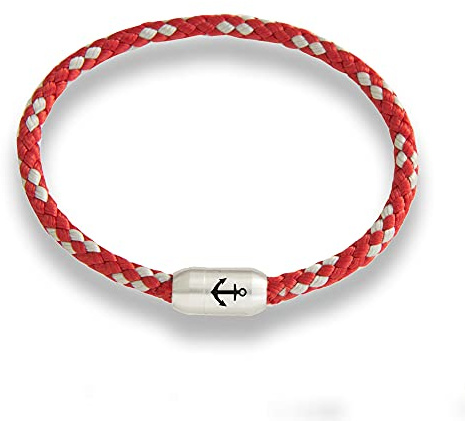 Paris Montana Anker Gravur Segeltau Unisex Armband Geflochten Handmade Hochwertiger Magnetverschluss Durchmesser 6mm Längen 19 cm Bis 24 cm (21.00, Koralle)