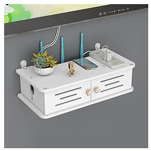 PPGE Home Kabel Verstecken Box Wand Weiß Router Aufbewahrungsbox Holz Kunststoff Router Regal Wandmontage Kabel Aufbewahrung Boxen Kabelmanagement Box Cable Organizer Box