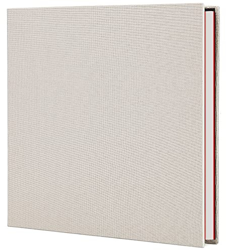 AIOR Album Fotos Autoadhesivo 40 Páginas Blanco, Grande DIY Autoadhesivo Scrapbook Album Original para Aniversario de Boda de Oro Cumpleaños Navidad para Mujer Niña Regalos, Beige (33x32cm)