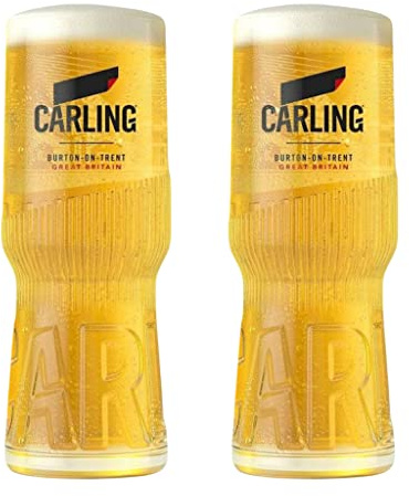GarageBar | Carling Glass | Nucleated Beer Glass | Official Merchandise | Comes with 2X Beer Drip Mats (2, Half Pint/10oz)