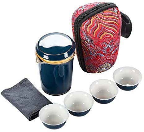 Chinesisches Porzellan-Tee-Set, tragbare Keramik-Teeflasche mit tragbarer Bagtravel-Kung-Fu-Teekanne, Tee-Set, Keramiktasse