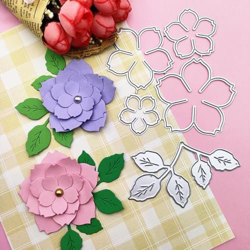 3D Rose Flower Metal Leaf Leaves Cutting Dies Cut Stencils for DIY Scrapbooking Album Decorative Embossing Paper Dies for Card Making (Flower E)