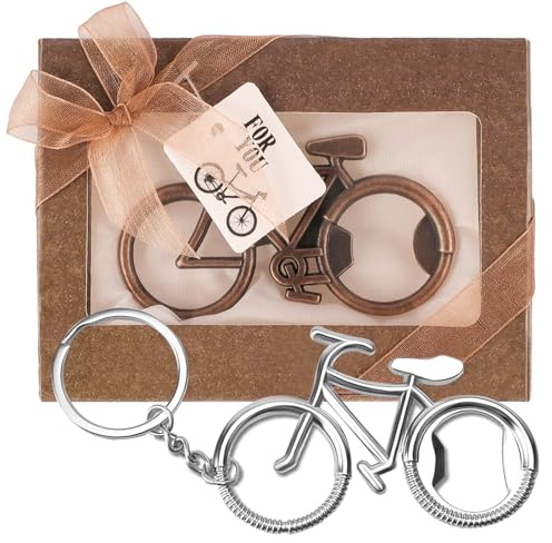 RAFIYU Flaschenöffner Fahrrad 2 Stück, Vintage Bieröffner Schlüsselanhänger | Lustige Geschenkidee Für Ehemann, Freund, Vater Oder Opa, Kompakt Für Alltag, Party, Grillabend Und Unterwegs