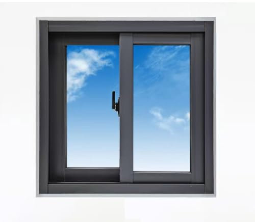 Horizontal Sliding Aluminum Window - Aluminum Frame and 5MM Thick Tempered Glass, Horizontal Sliding Small Window for Sheds, Bathroom, Basement and Roof Skylight(Gray,40x50cm/15.7x19.7in)