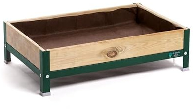 MI HUERTO URBAN Jardinera Elevada Madera con Bandeja Recoge Aguas | Estructura Metálica | Mesa Cultivar Plantas Terraza Jardín Balcón Exterior | Verde | HUERTO BAJO - 90x60x26 cm