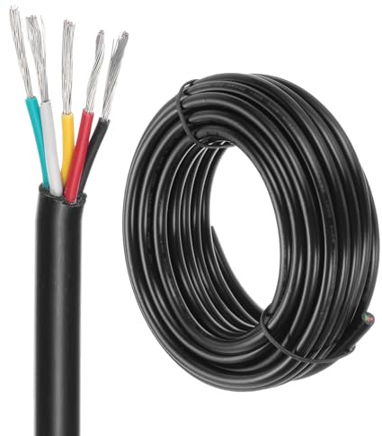DMiotech 22 Gauge Wire Electrical Wire 5 Conductor, 22 AWG Extension Cable Cord 20 Ft/6 m UL2464 300V Stranded Tinned Copper Wire for LED Lighting Automotive