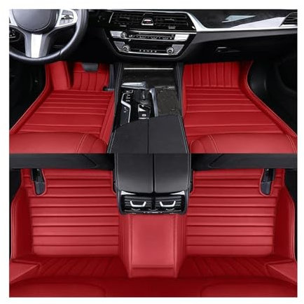 ATGCBCAUF Für Kia Für Sorento 5 Sitze 2006-2017 Autofußmatten Mit Individuellen Streifen Teppiche Fußpolster wasserdichte Fußmatten(Red,5 Seat 2015-2017)