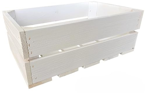 Lermowood Holzkisten Reg 25 x 40 x 15cm Weiß | Dekokisten aus Holz Massive Holzkiste Regalkiste Weinkiste