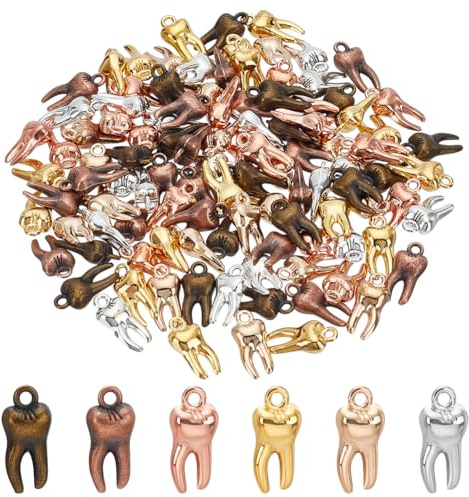 PH PandaHall 120 Stück Zahnanhänger 6 Farben Zahnförmige Anhänger Charm Anhänger Aus Legierung Mit Gesunden Zähnen Vintage Charm Lustiger Anhänger Zur Schmuckherstellung