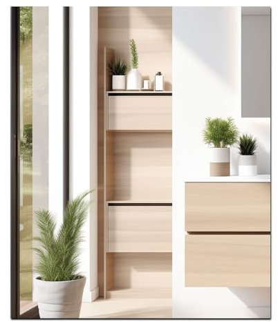 DARENYI Specchio da parete, a livello adesivo autoadesivo, specchio in vetro piastrelle a specchio, specchio a séadesive mela, specchio a parete decorazione a parete, per bagno, bagno(35,5 * 30 cm)