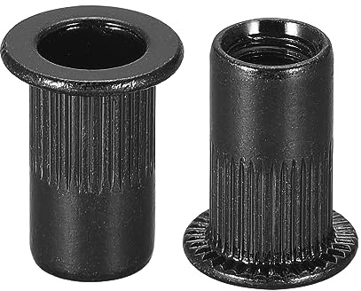 QUARKZMAN Dadi Rivetto M5 in Acciaio al Carbonio Zincato Testa Piana Zigrinata Inserto Filettato Dado Nero 20 Pezzi