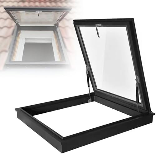 HNBYLMM Skylight Roof Window, Roof Skylight, Egress Roof Window, Basement Daylighting Skylight, Roof Viewing Window with Double-Layer Tempered Glass, for Attic/Sun Room/Shed House,400X400mm