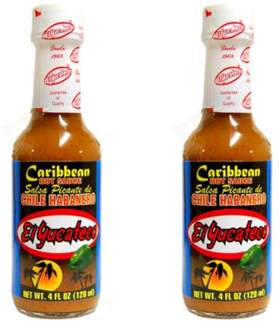 Caribbean Habanero Hot Sauce – 2 x 120ml Bundle – 28% Yellow Habanero Peppers – Sweet & Spicy Gourmet Condiment for Eggs, Chicken, Fish, Marinades & More