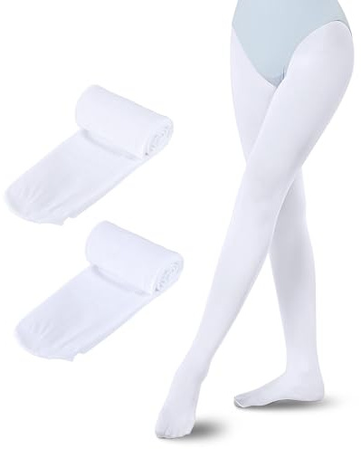 Sahunfri 2er Pack Ballett Strumpfhose Mädchen, Weiche Ballettstrumpfhose Kinder mit Fuß, 40 Denier, Mädchen Strumpfhose für Tanz Schule