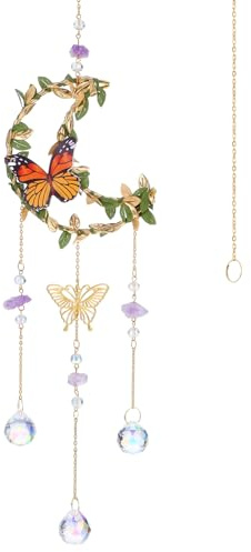 IMIKEYA Colgante de Cristal con Diseño de y Atrapasoles para Decoración de Interiores y de Adorno de Luna para Ventanas y Modernos