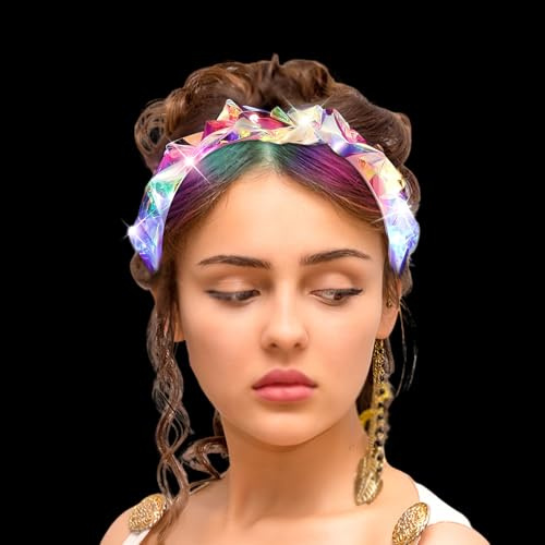 Diademas luminosas, diadema luminosa, diosa de la libertad, diadema de corona LED, accesorio para el pelo, adecuado para mujeres y niñas para bailar carnaval de Halloween/A