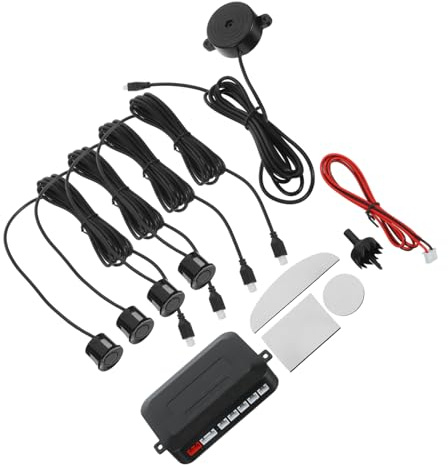 ELAYARD Kit Sensores Aparcamiento Negro Sensores Sistema Avanzado de Aviso Acústico para Coches Accesorios Automóviles Prevención Colisiones Segura y Duradera