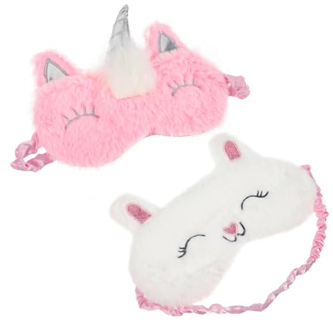 TOYZFRIENDY 2 Stück Plüsch Schlafmaske Cartoon Augenmaske mit Lichtschutz für Frauen und Reisen Weiche Bequeme Schlafbrille für Nickerchen und Erholsamen Schlaf