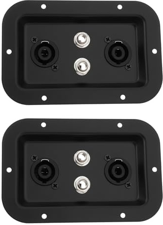 Create idea Lot de 2 plaques jack pour haut-parleur avec double SpeakON NL4 et prises femelles 6,35 mm compatibles avec haut-parleurs PA