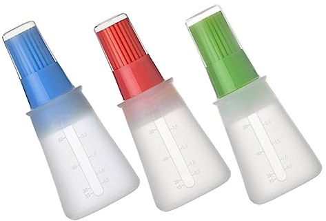 STOBAZA 3 piezas Unidades Botellas Aceite Cocina con Cepillo Silicona Alimenticio Resistente Altas Temperaturas para Barbacoa Hornear y Restaurantes