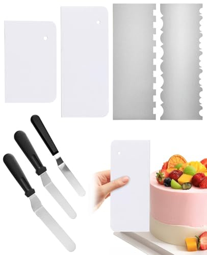 Bettinay 7pcs Cake Scraper Set, Cake Buttercream Smoother with Icing Spatula Palette Knife for Baking, Decorating
