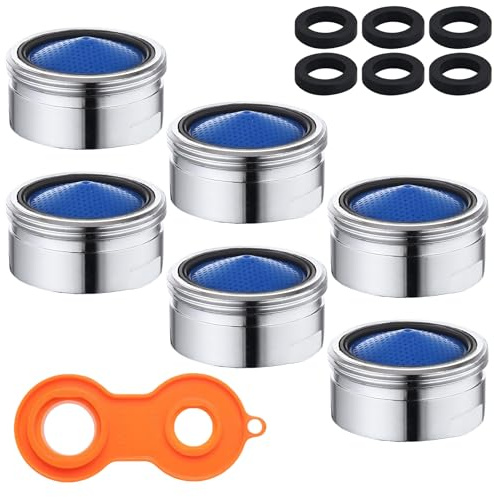 6 Pcs Perlatoren für Wasserhähne Perlatoren M20 Wasserhahn Sieb | Strahlregler Wasserhahn Siebeinsatz Wassersparend Spritzwassergeschützt mit 6 Unterlegscheiben 1 Entlüfterschlüssel